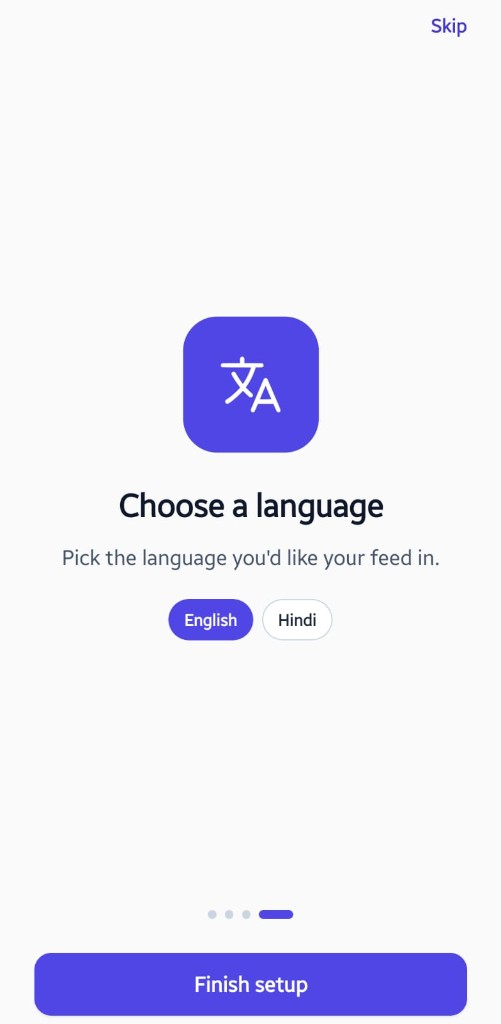 Insights onboarding: Choose a language